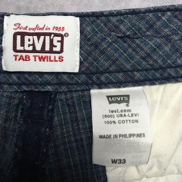 Levis Tab Twills Mens Shorts size 33 Blue Textured Long Length Snap Pockets - Picture 4 of 12